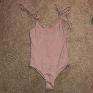 Pacsun Me To We Pink Suede Bodysuit